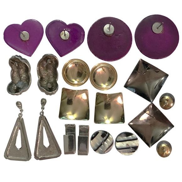 Purple Haze Vintage 80's-90's Pierced Earring Lot - Picture 2 of 5
